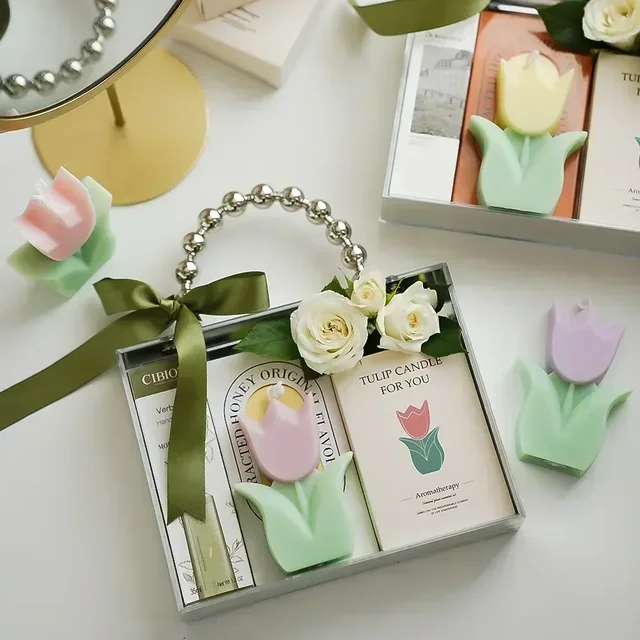 Bougies exquises au parfum de tulipe : souvenirs de mariage idéaux, ambiance de maison luxueuse et cadeaux d'anniversaire en forme de cœur pour femmes 4