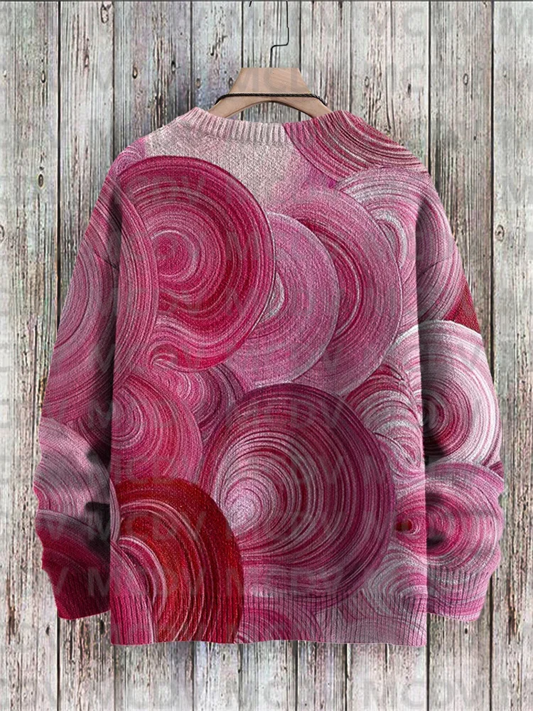 Retro Art Casual Multicolor Print Knit Pullover Sweater Men's For Women's Pullover
