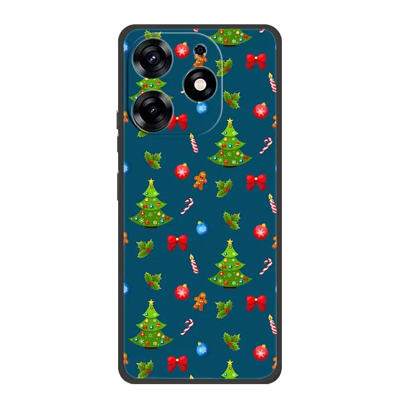 Festive Merry Christmas Black Silicone Soft Back Cover Case