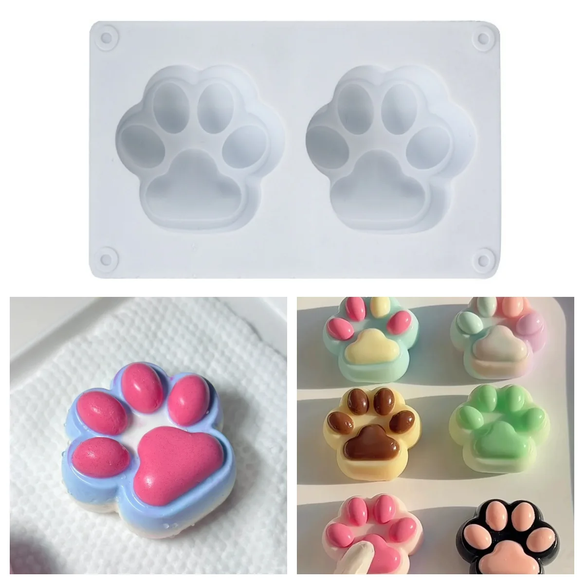 3D 팬더 발톱 양초 실리콘 몰드 DIY 크리스탈 에폭시 레진 몰드 동물 양초 석고 제작 도구 비누 드롭 글루 몰드