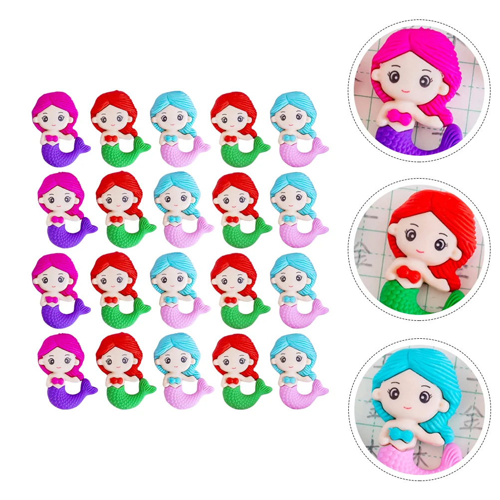 

48Pcs Portable Erasers Mermaid Shaped Kawaii Erasers Household Kids Erasers Children Supply (Random Color)