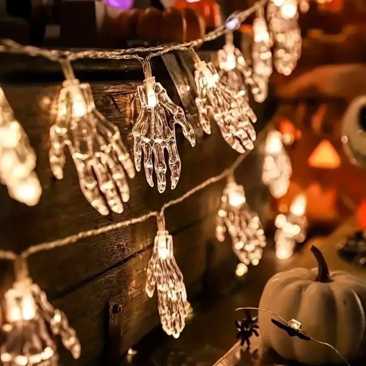 1pc LED Ghost Claw Decoration String Lights Horror Atmosphere Halloween Lamp Battery Operated Suitable For Haunted Patry Decor