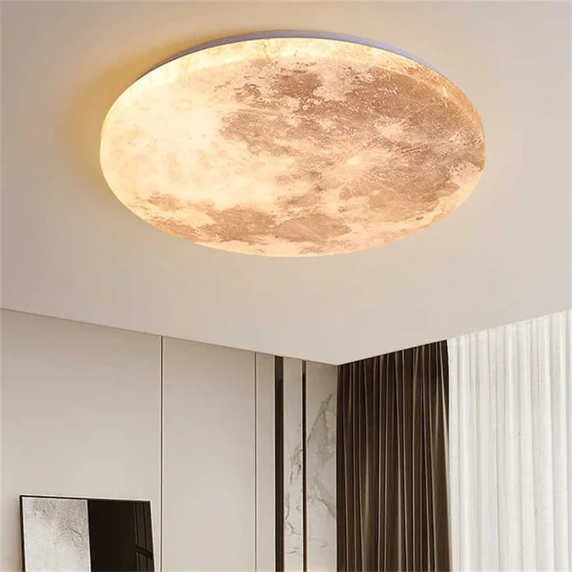 Luz de techo de Luna nórdica Led, lámpara de decoración de dormitorio, balcón, baño, iluminación interior regulable, luz de pared de inducción 1