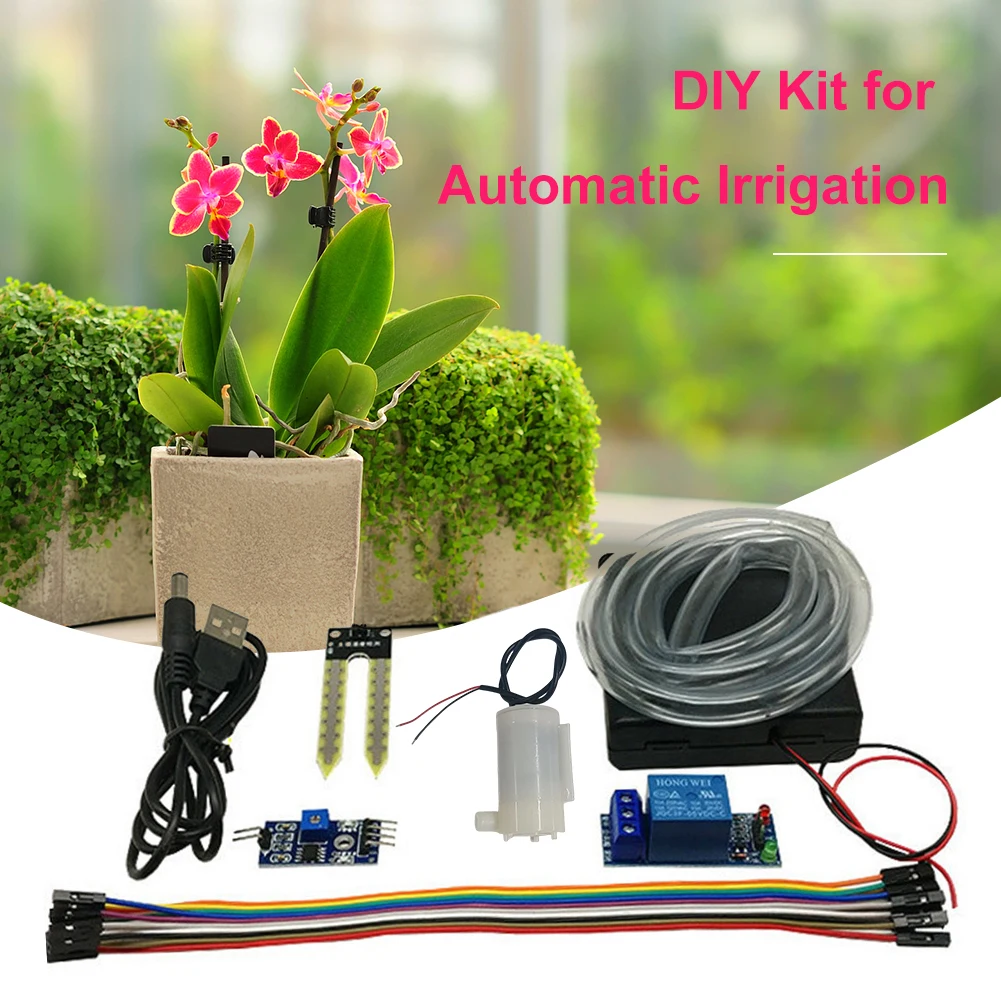 자동 관개 모듈 DIY 키트 토양 수분 감지 세트 토양 수분 센서 릴레이 모듈 Arduino 용 미니 워터 펌프