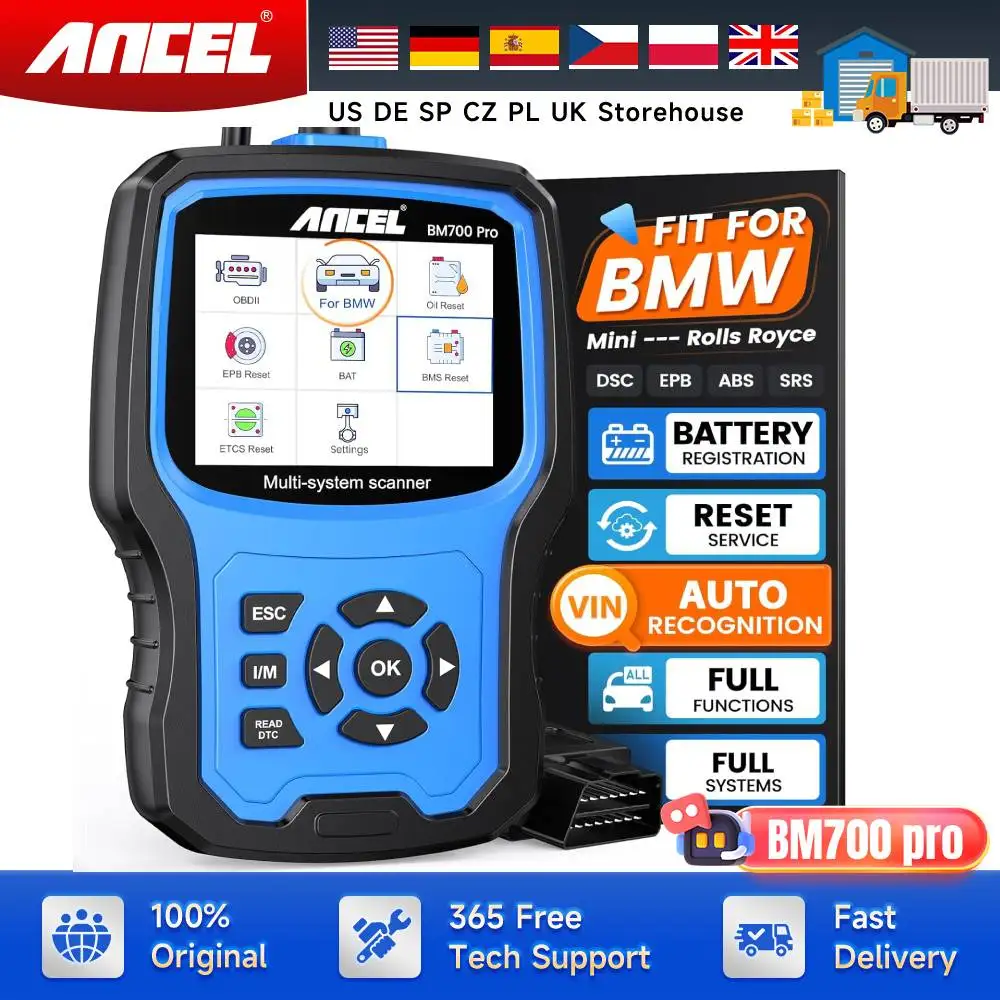 ANCEL BM700 For BMW Full System Diagnostic Tool OBD2 Scanner Injector Coding EPB SAS Airbag ABS Oil Reset Automotive Code Reader