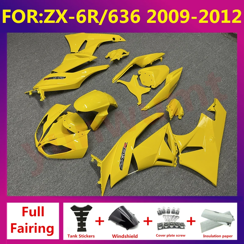 

New ABS Motorcycle Fairing kit Fit For kawasaki ZX6R 636 ZX-6R 2009 2010 2011 2012 full fairings kits bodywork zxmt set yellow