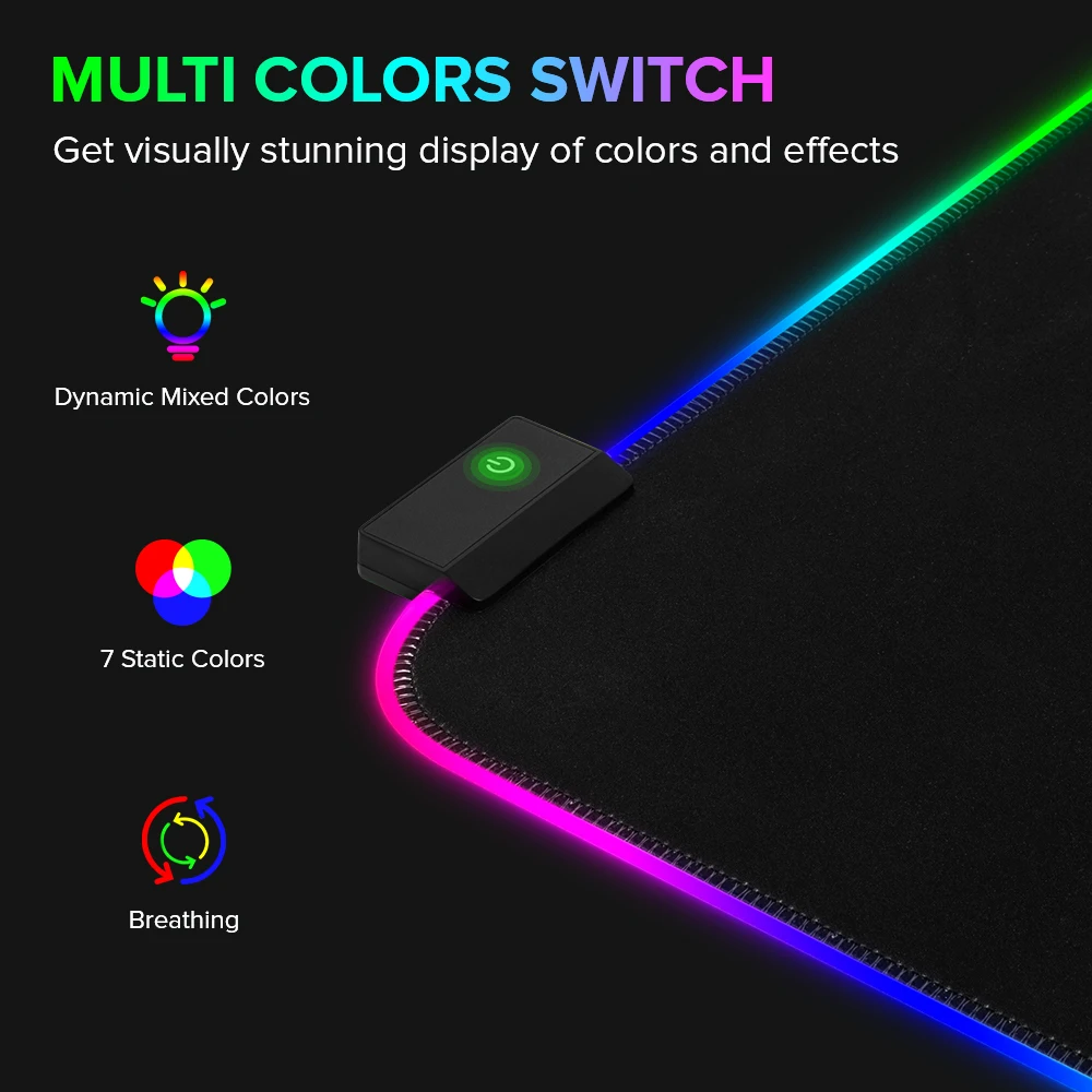 Delux-grande Rgb Gaming Mouse Pad Antiderrapante Base de Borracha Tapete Impermeável com Bordas Duráveis Ótimo para Escritório e Jogos Gp003 - Imagem 3