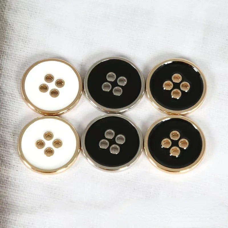 10PCS 4-hole Buttons Small Large Round Zinc Alloy Buttons Woman Fashion ...