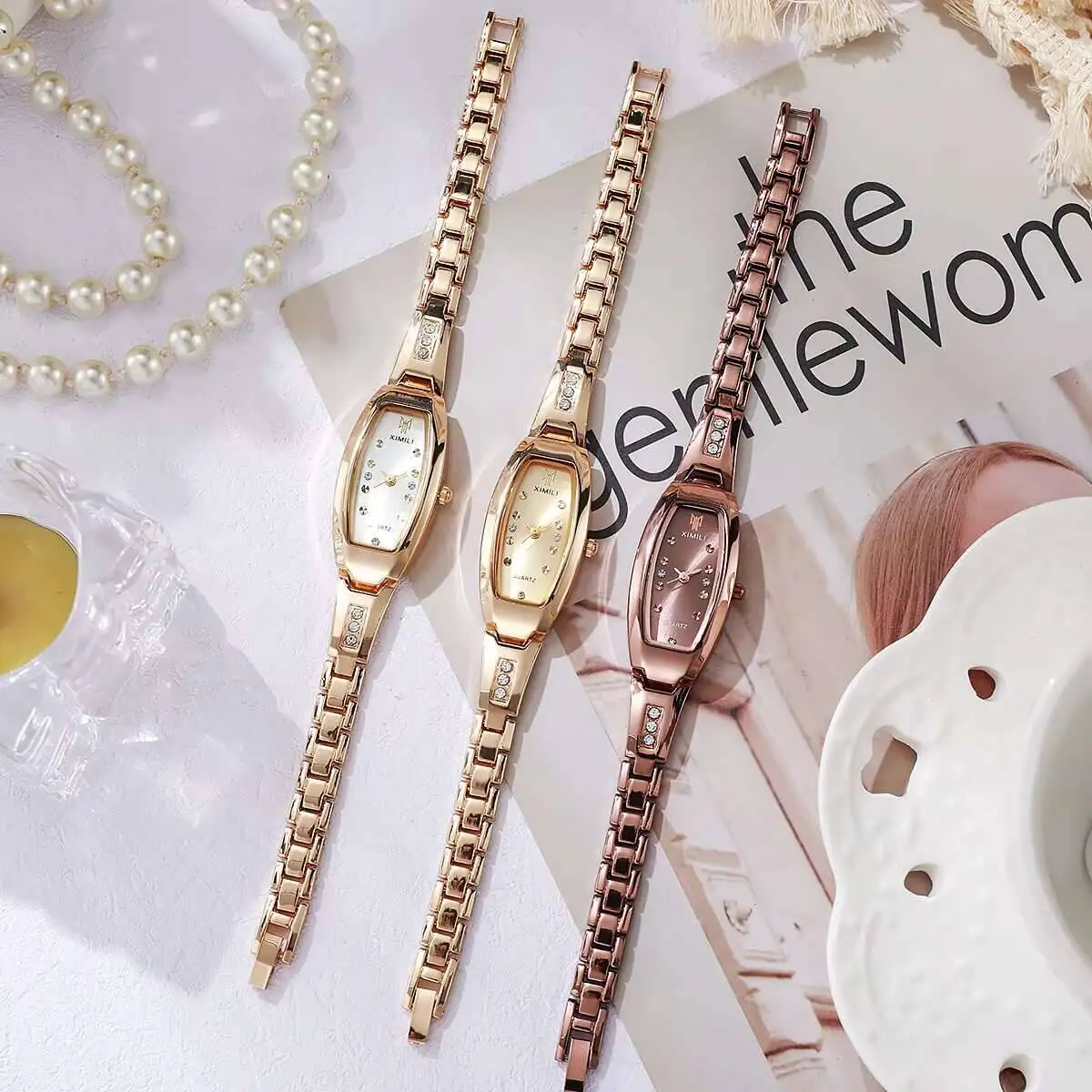 Elegant Women Watches Luxury Rhinestone Ladies Oval Dial Quartz Wristwatch Reloj Mujer（Without Box） - 6