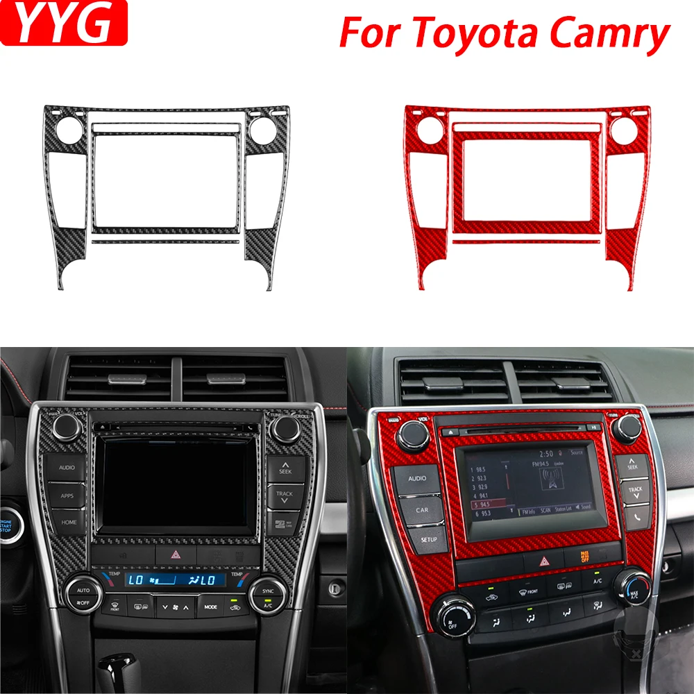 

Аксессуары для Toyota Camry 2015-2017, Центральная навигационная мультимедийная панель управления из углеродного волокна, отделочная крышка
