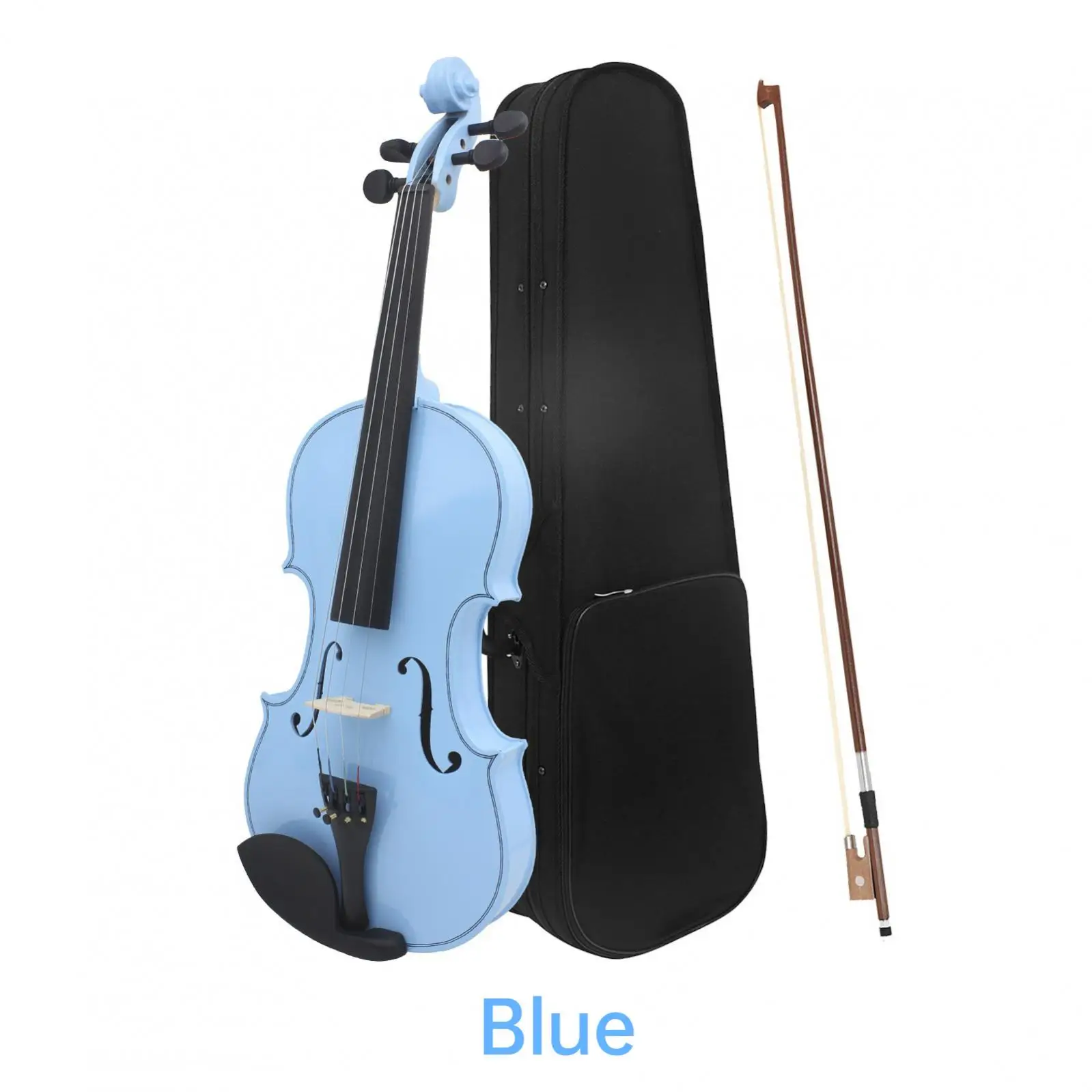 4/4 Full Size Solid Wood Acoustic Violin Violin Beginner with Bow & Case White / Blue / Pink Colors Fiddle