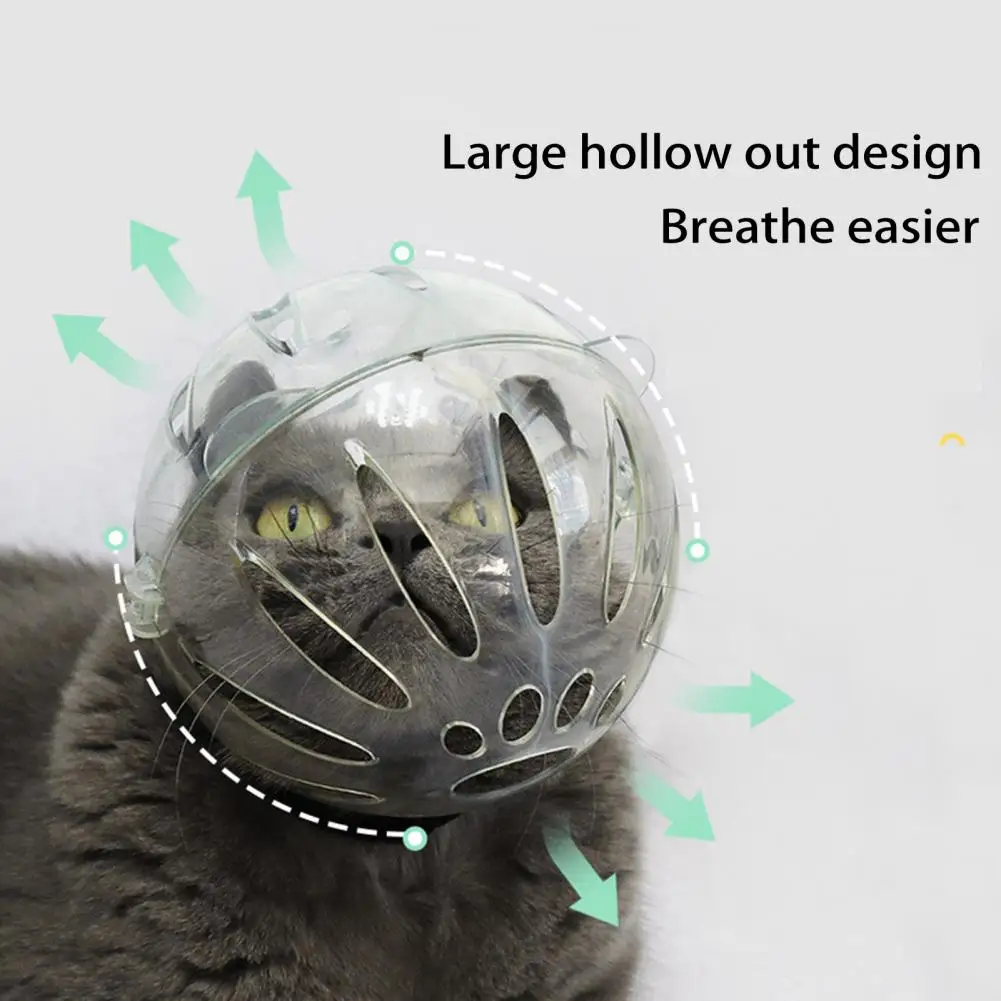 Cat Hood Hollow Breathable Adjustable Anti-licking Cat Head Shaped Pet Grooming Transparent Muzzle Pet Supplies