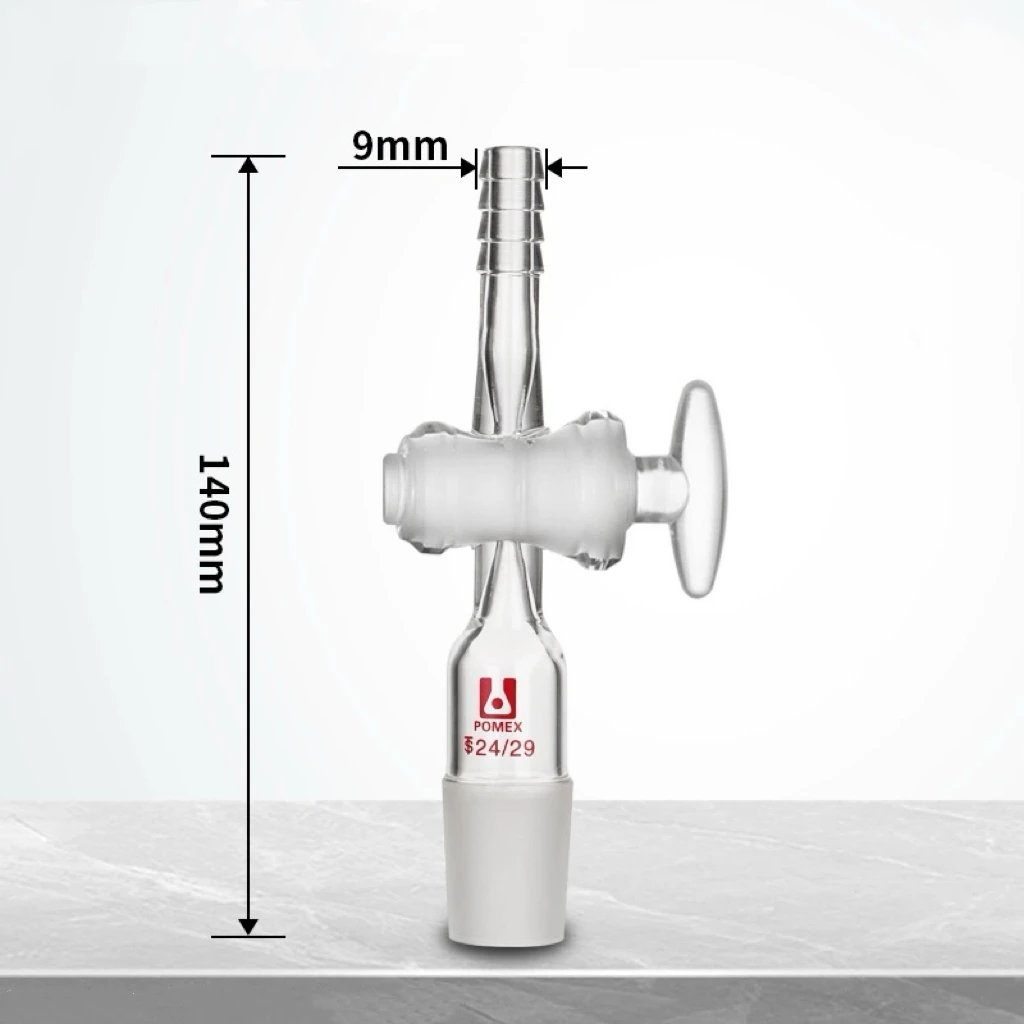 14/23 19/26 24/29 29/32 Joint Borosilicate Glass Lab Straight Adapter With PTFE Stopcock Ware