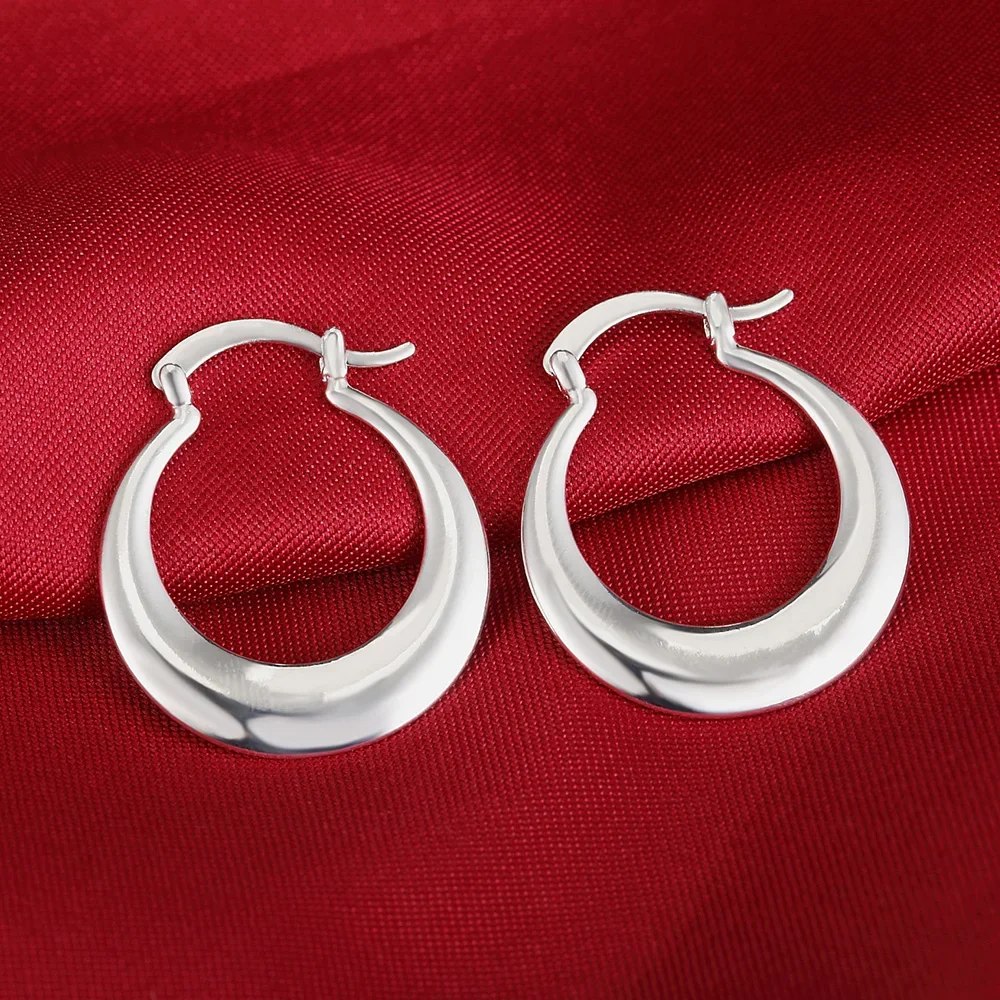 

New arrive 3cm 925 Sterling Silver Moon hoop Earrings for Fashion Women Pretty Popular Accessories Jewelry Valentine's Day gifts