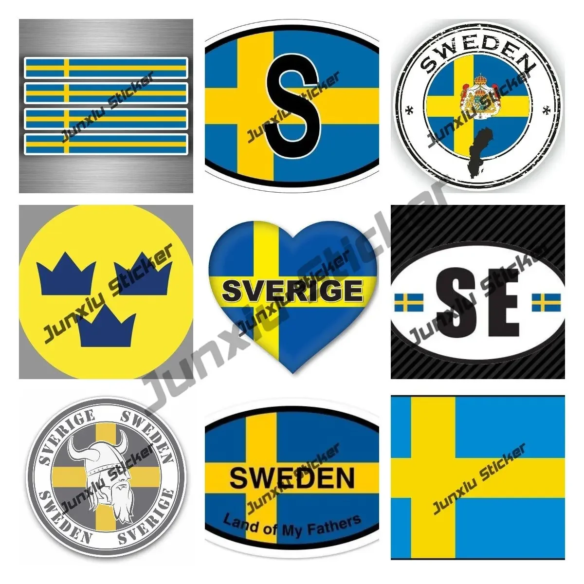 Sweden Sticker Swede SE National Flag and National Emblem Vinyl Decal Swedish Flag Sticker Cover Scratches Car Decoration