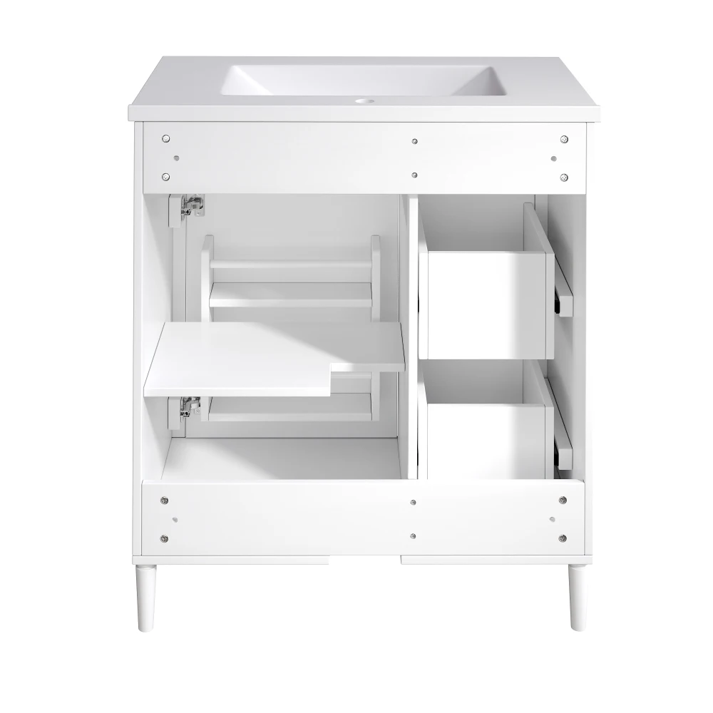 Moderner Freistehender Waschbeckenunterschrank mit Waschbecken & 2 Schubladen, Badezimmerschrank mit Viel Stauraum, Hochwertiger Badezimmerschrank – Detail 11