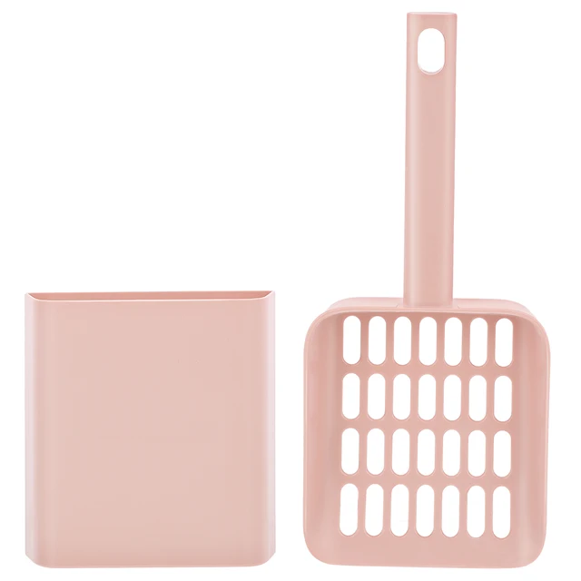 1 Set Cat Litter Scoop Kit With Holder Wide Mouth Design For Easy Pet Waste Cleanup Lightweight Durable Abs Material Suitable 3