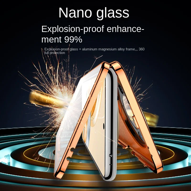 Premium Dual-Sided Protective Case with Glass Front and PU Leather Back