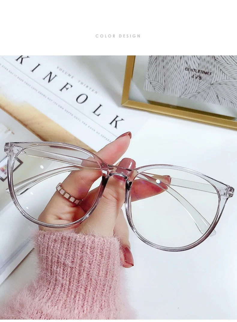 Transparente computer brille rahmen frauen männer anti blaulicht runde brille blackout brille optische gläser gläser – Detail 10