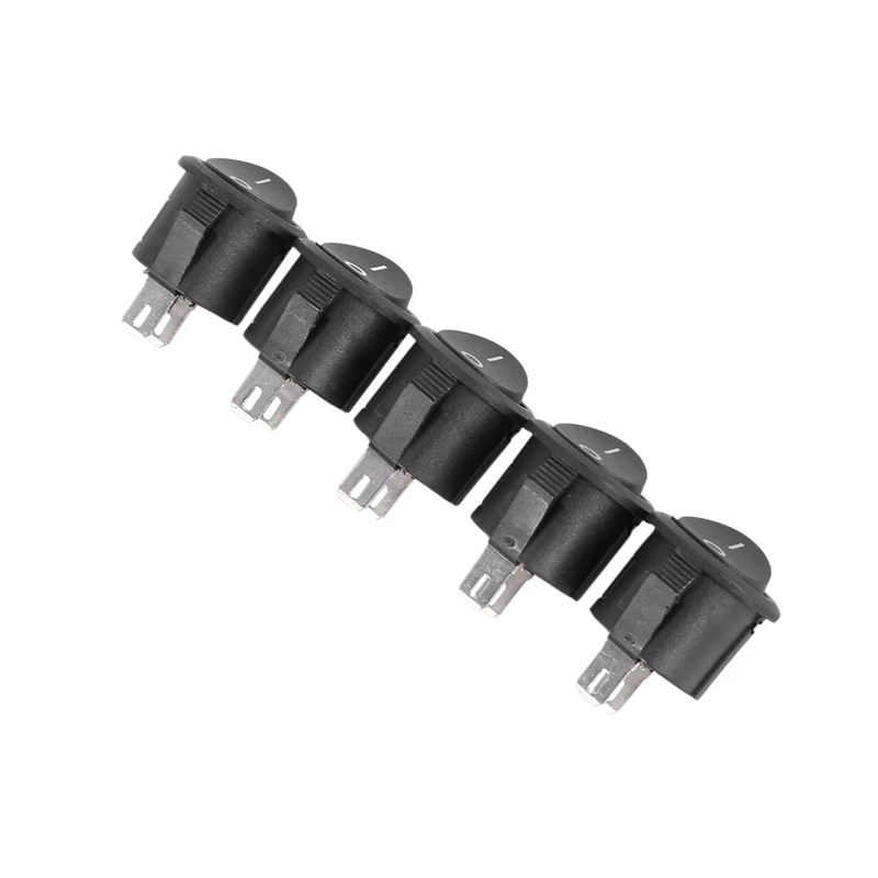 5개 SPST 검정색 버튼 켜기/끄기 원형 로커 스위치 AC 6A/125V 3A/250V-ABFB