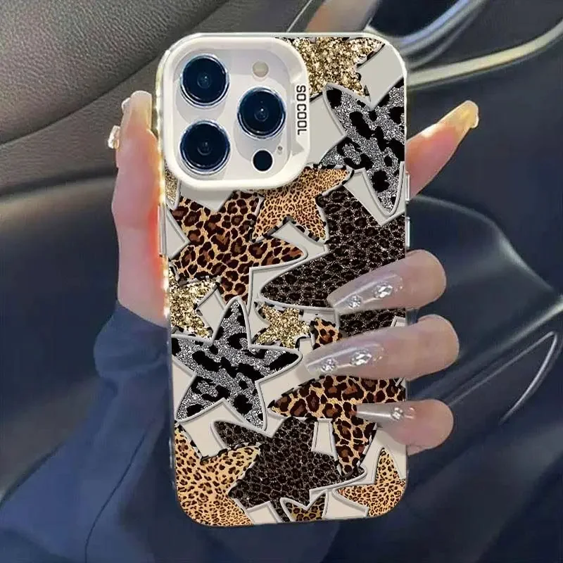 Leopard Print Star Phone Case - Stylish and Durable Design