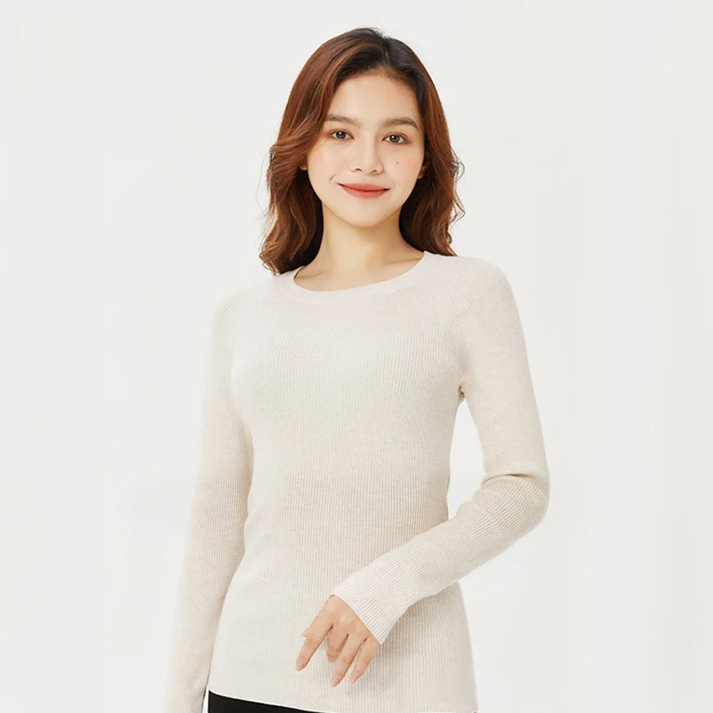 OhSunny Autumn Winter Warm Women Thermal Underwear Tops Viscose Nylon Wool Slim Corset O-Neck Long Sleeve Female Ladies Shirts