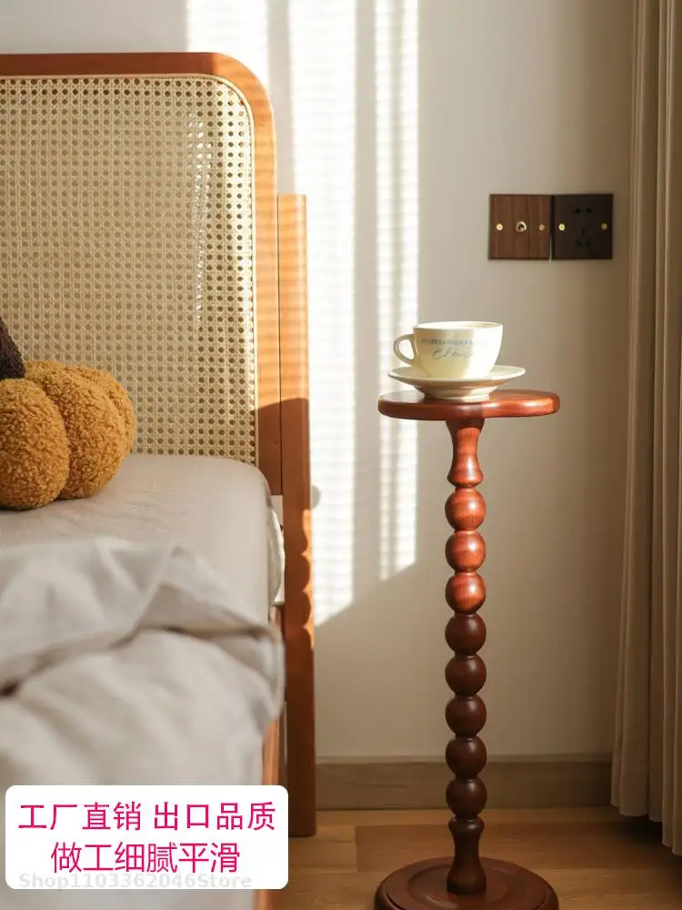 Middle Ancient Solid Wood Small Coffee Table Sofa Side Table Bedside Small Storage Rack Corner