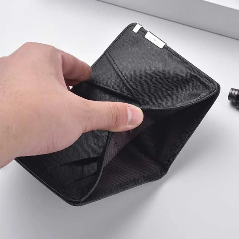 Sleek Geometric Black Faux Leather Wallet with Multiple Card Slots