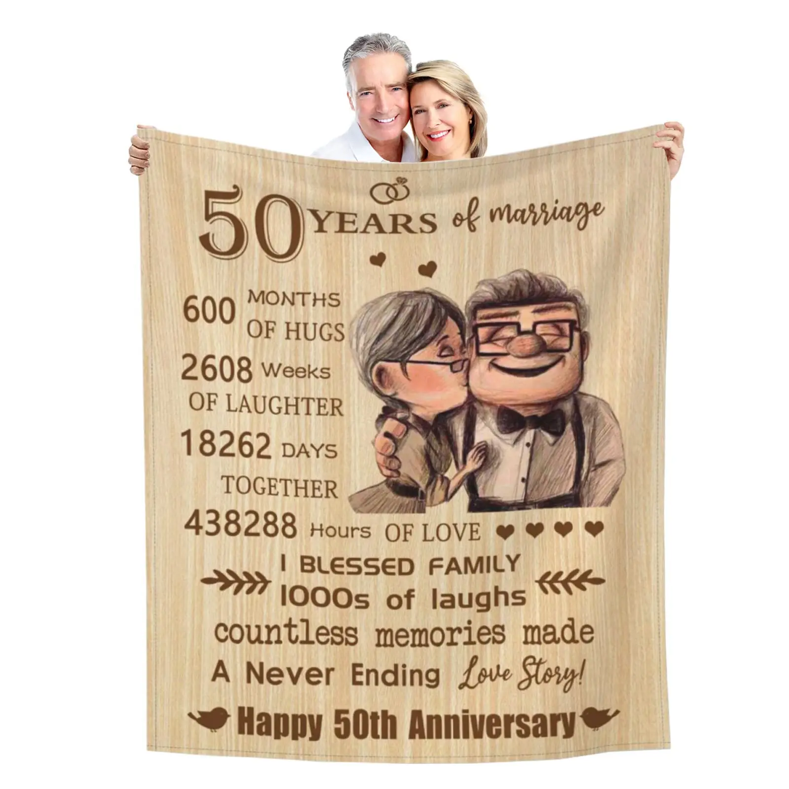 50 주년 결혼 50 주년 황금 50 주년 선물 담요, 아빠 엄마 할아버지 할머니의 남편 아내
