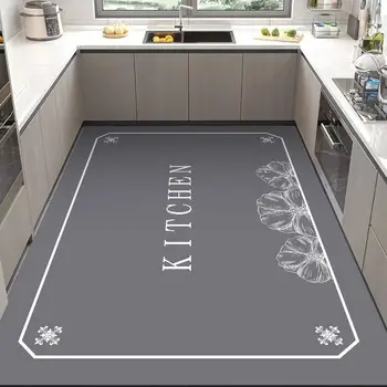 Tappeto in cucina Tappetino grande in pelle PVC Tappetini antiscivolo impermeabili resistenti all'olio Decorazione domestica moderna Alfombra De Cocina 1