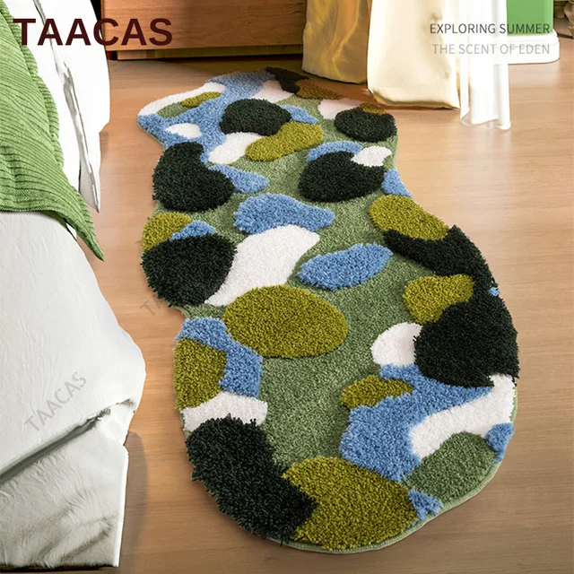 3D Moss Bedroom Bedside Rug, Green Moss Living Room