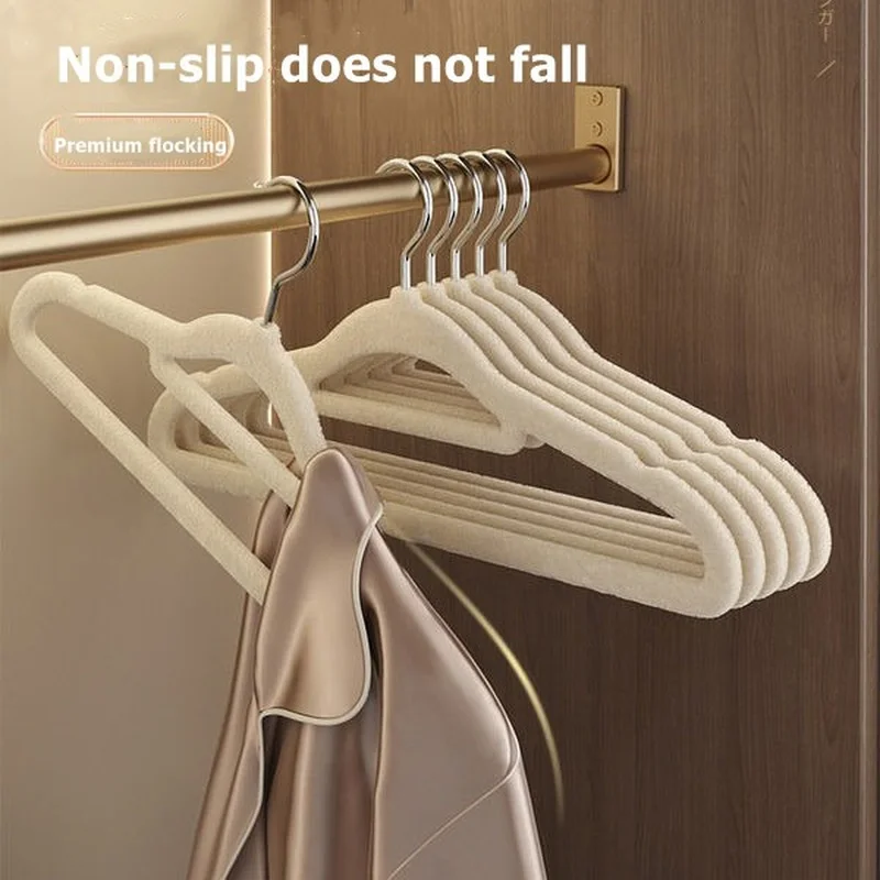 

10 Pcs Flocked Hanger Non-Slip Velvet No Trace Clothes Drying Rack for Bedroom Wardrobe Space Saving Hanger Coat Pants Organizer