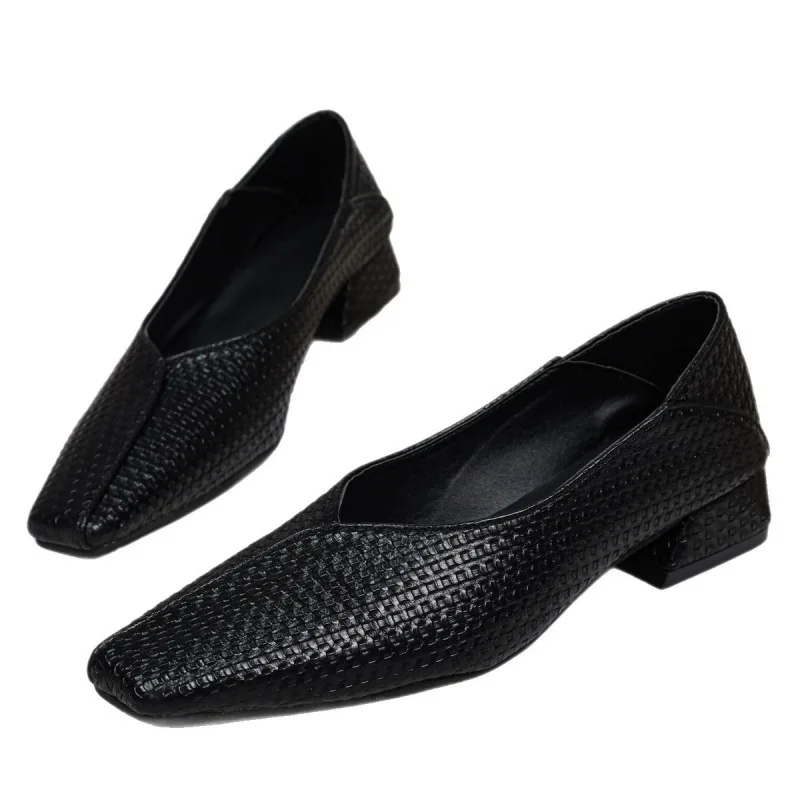 Women Low Heel Pumps Comfortable Slip on Dress Shoes Women Summer Spring Casual Shoes Daily Big Size High Heels Zapatos De Mujer