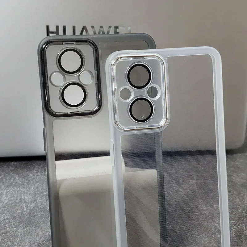 Luxurious Clear Silicone Phone Case with Acrylic Lens Film Back Cover