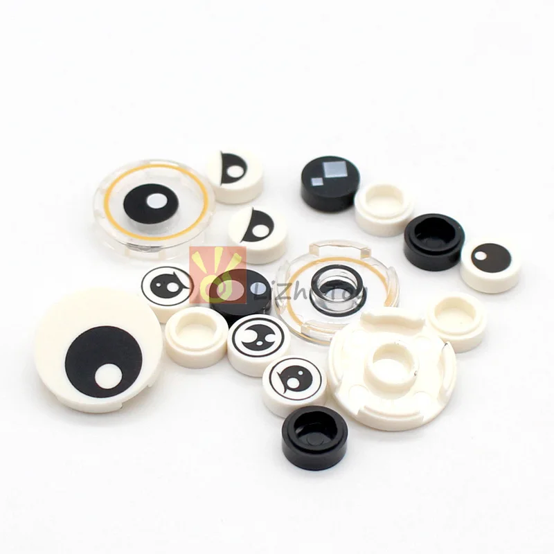 50pcs MOC Brick Compatible 98138 Part Tile Round 1x1 with Black Eye Pattern Creation DIY Building Blocks Accessory Toys Set — view 3