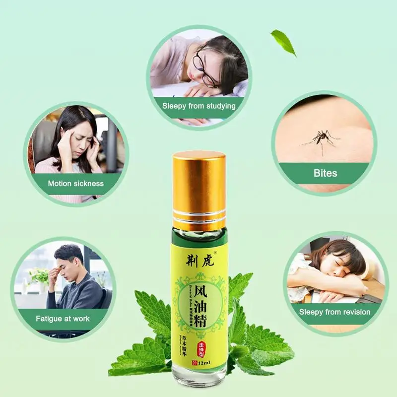 Roll-On Mint Essenc Oil Natural Refreshing Peppermint Oil 12ml Pre-Diluted Natural Migraine Pure Essenc