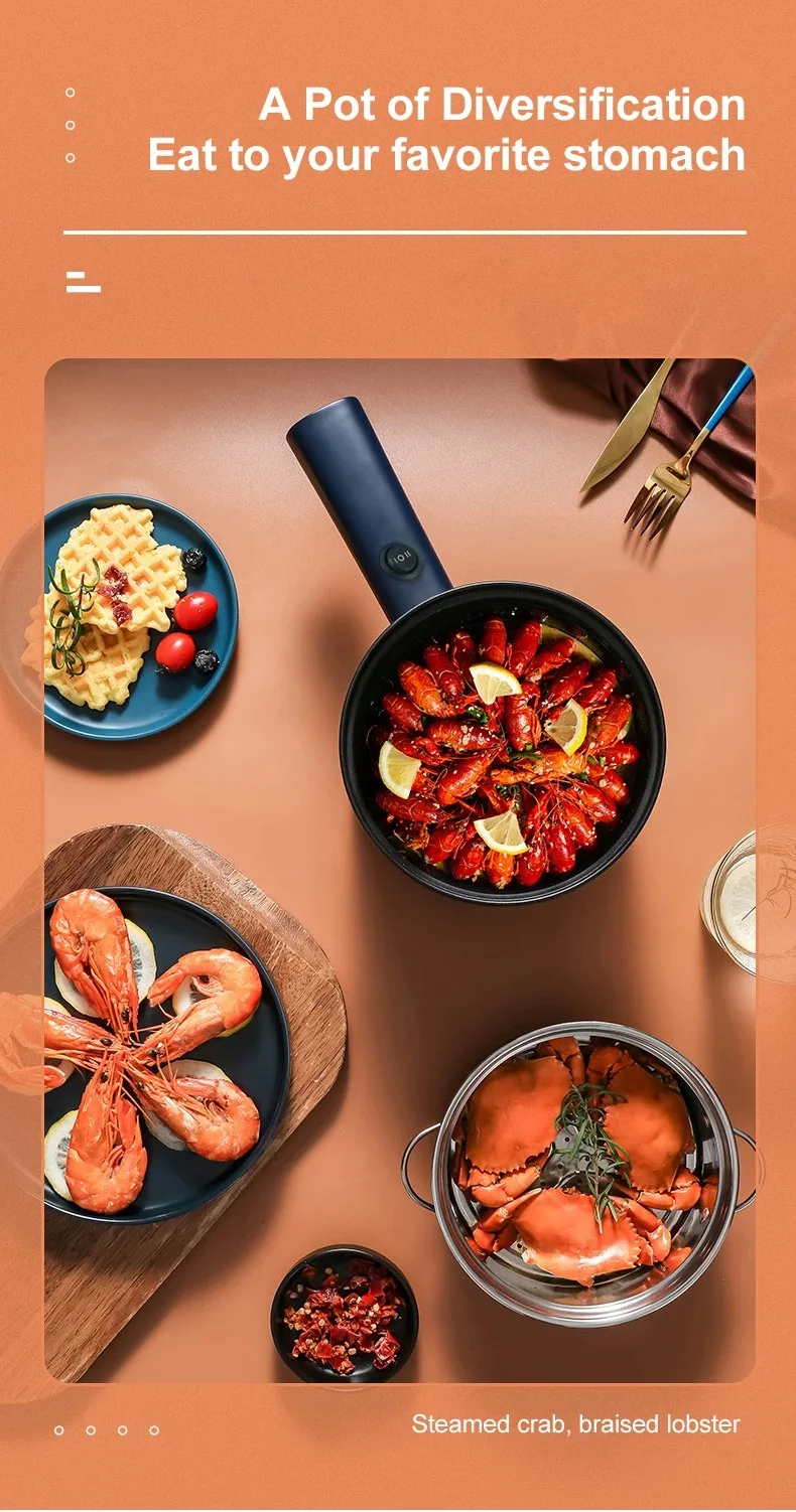 220V Mini Electric Cooker Multi-Function All-In-One Pot Double Layer Household Noodle Cooker Non-Stick Hot Pot Kitchen Tool | Tuzkuz Retails
