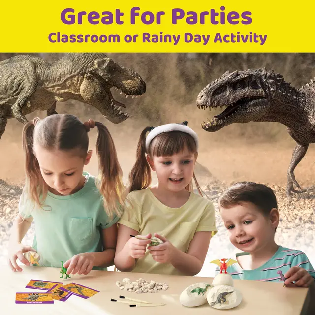 Dinosaur Egg Dig Kit Archaeological Excavation Kit for Kids Dig Up 12 Surprise Dinosaurs STEM Toys Birthday Gifts for Boys/Girls 4