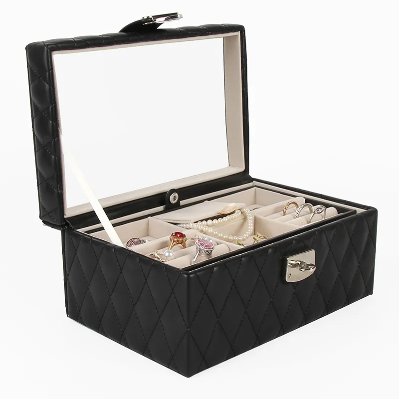 

Small Jewelry Box Velvet Tray Ring Necklace Bracelet Jewelry Boxes Organizer Earrings Display Women Trinkets Separator Storage