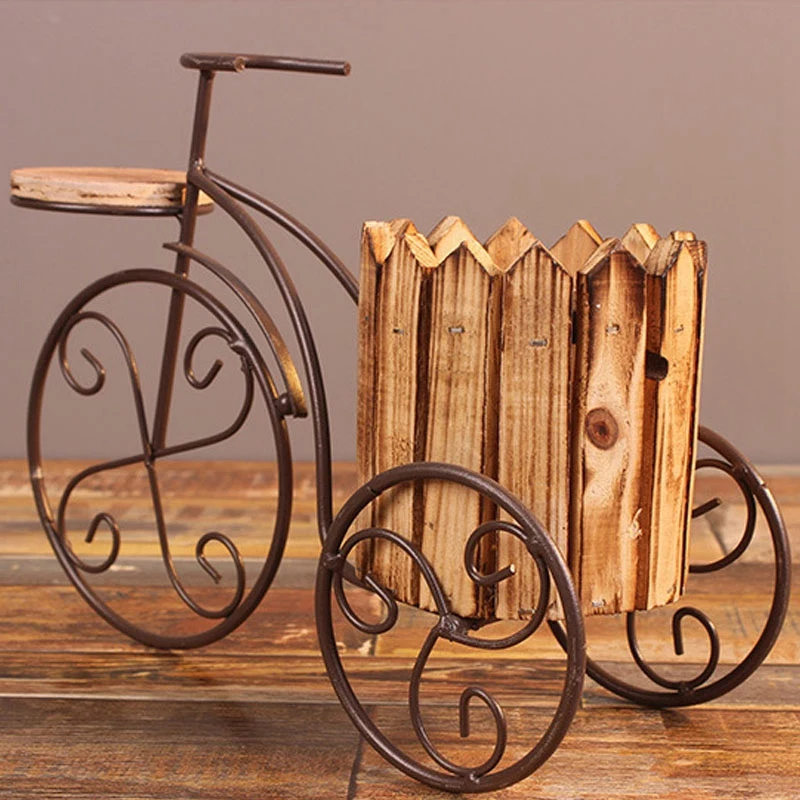 Desktop Planter Garden Pot Garden Supplies Home Decoration European Wrought Iron Bicycle Flower Stand Flower Pot Craft