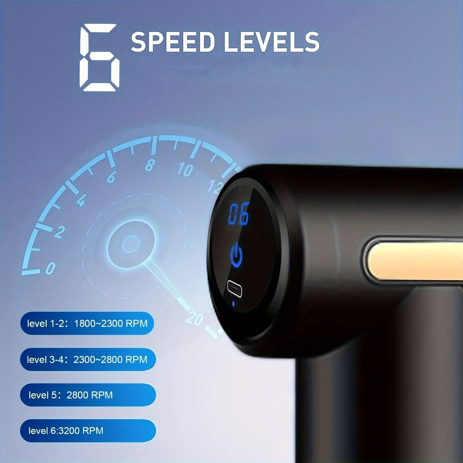 6-Speed Rechargeable Massage Gun for Deep Tissue Relief-Ultra-Quiet & Portable, Perfect for Athlete Recovery