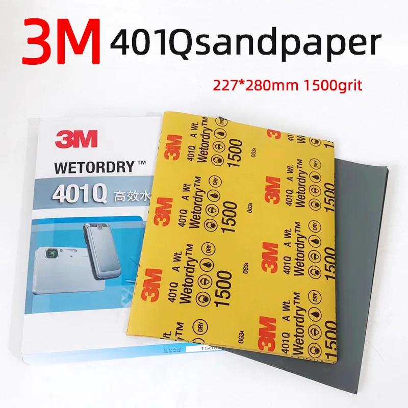 Auto Polishing Water Sandpaper 3M401Q 1500 Mesh 227x280mm Finish Fine Polished Sheet