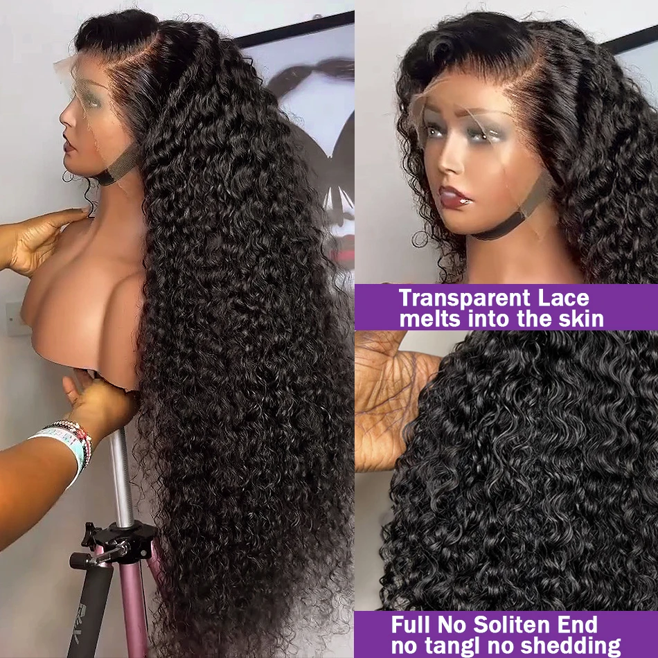 Human Hair Wig 250 Density 13x6 HD Water Curly Glueless Lace Frontal Brazilian 30 40 Inch 13x4 Loose Deep Wave