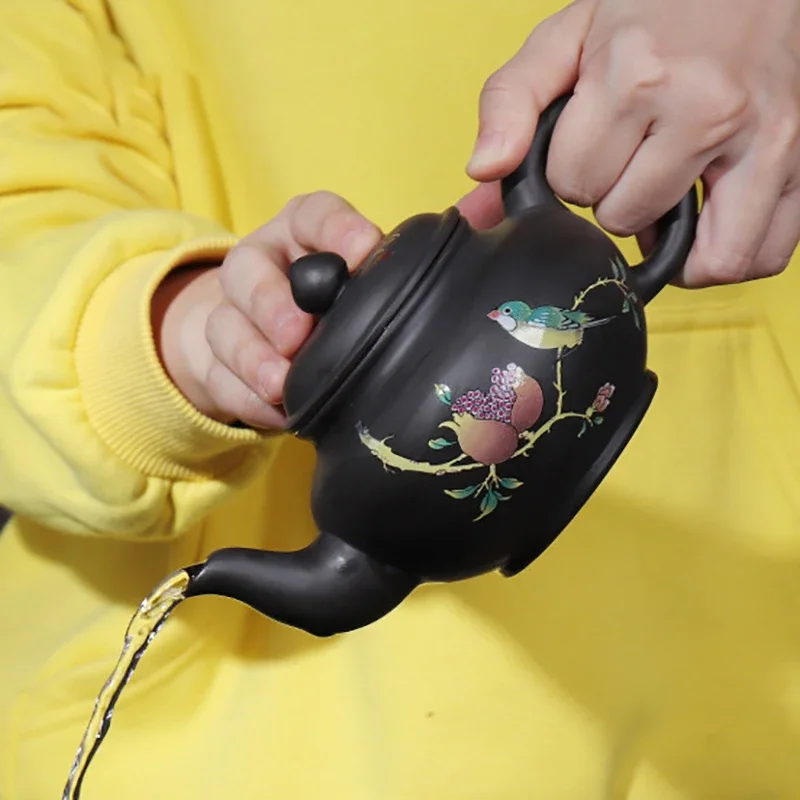 

200ml&300ml Hand Painted Yixing teapot handmade Purple clay Green tea pot Kung Fu Zisha teapot tea set