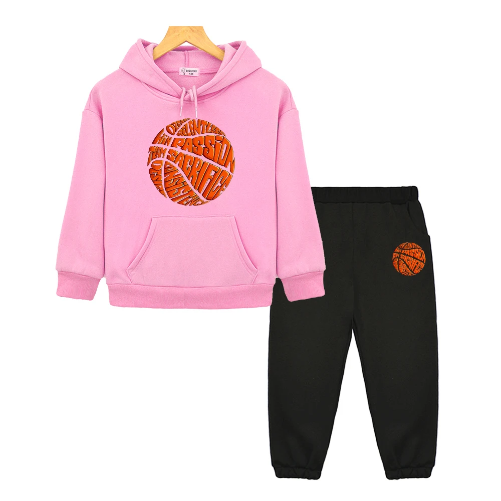 

Basketball print anime hoodie sweatshirt Boy girl Hooded Sets Autumn 2PCS Jacket+pant Fleece pullover y2k clothes Childrens suit