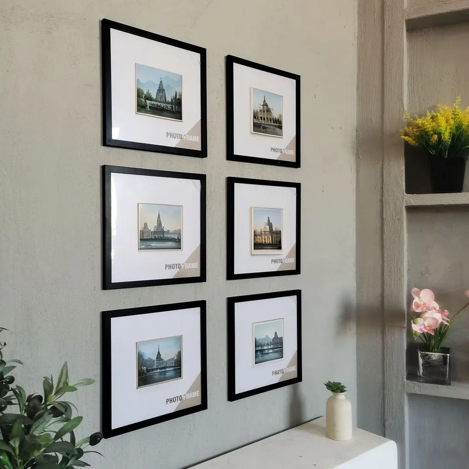 5 Piece Wooden Square Photo Frames Set