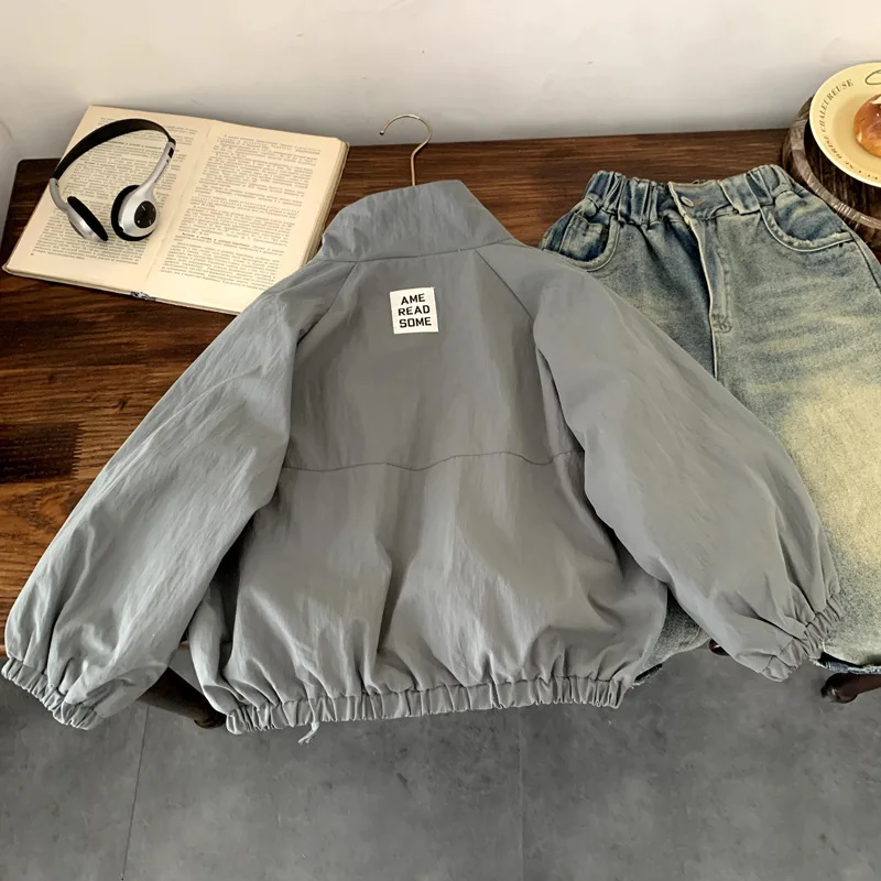 Boys Coats 2025 Autumn Fashion Cool Korean Style Kids Clothes Casual Patchwork Looose Solid Color Jacket Coats - 3