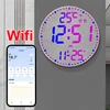 Smart Wifi Colorful LED Large Digital Wall Clock Temperature Date Week Display Dual Alarms Digital Clock 12/24h HomeDecor Remote 1