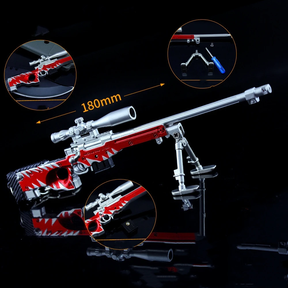 Multiple Styles PUBG Metal Gun Keychain AK47 Gun Weapon Model Alloy 98K AWM Barrett Light Key Chain Car Pendant Gift Toy for Kid 2