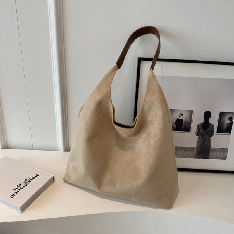 Borse a tracolla vintage da donna, grandi capacità, tinta unita, semplici, casual, da pendolare, retrò, per la spesa_voghion.com